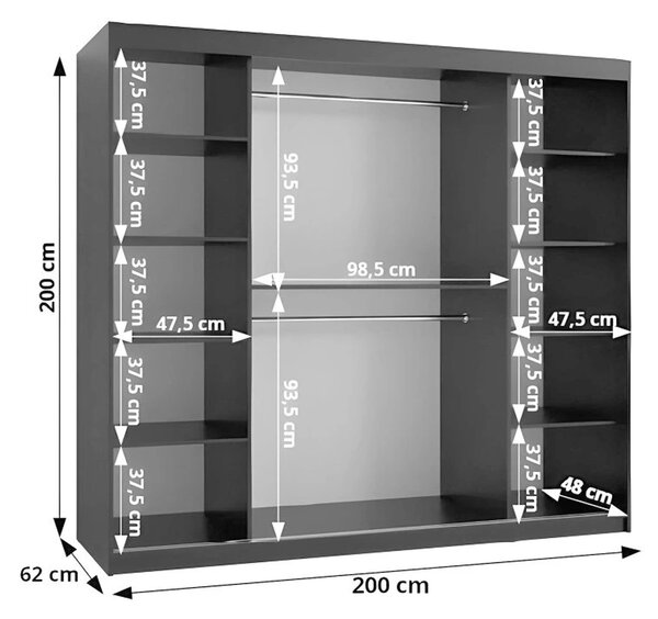 Šatníková skriňa Rubino T1 200x200x62 - orech warmia