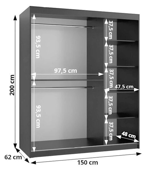 Šatníková skriňa Rubino T1 150x200x62 - orech warmia