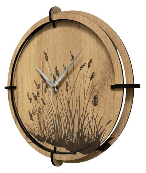 Drevené nástenné hodiny s prírodným motívom Dizajnová dekorácia | SENTOP HDF0587-GOLD-OAK