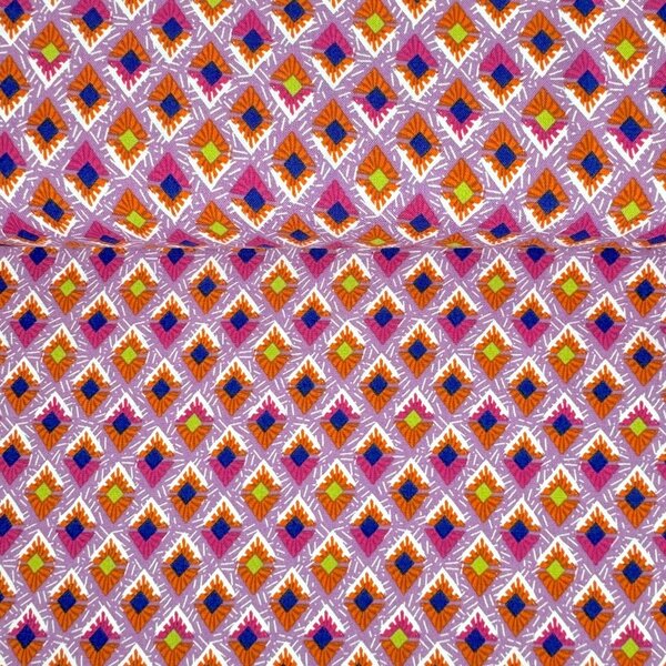 Metráž Viskóza vzor - Ethnic geo fialová