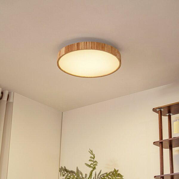 Stropné Lampa Lindby, Velua, stmievateľné, Drevo, Obývacia izba, Drevo, Moderný