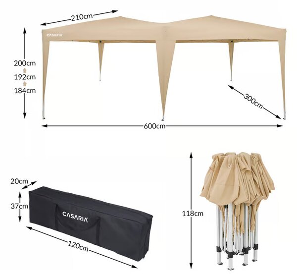 Záhradný altánok 3x6 m - béžový UV ochrana 50+