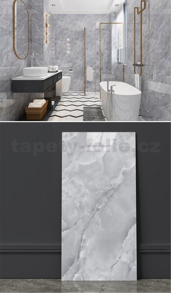 Samolepiace PVC 3D panely AR00009, cena za kus, rozmer 60 x 30 cm, Marble sivý, IMPOL TRADE
