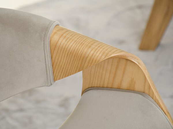 NovýNábytok.sk Jedálenská stolička Busque (béžová + dub). Akcia -11%. Vlastná spoľahlivá doprava až k Vám domov. 1136458