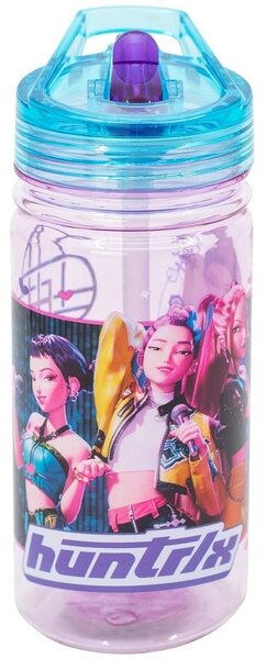 Fľaša na pitie KPop Demon Hunters, motív HUNTR/X so slamkou - 475 ml