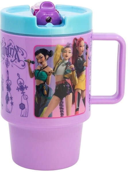Plastový hrnček s viečkom a náustkom KPop Demon Hunters - HUNTR/X - 530 ml