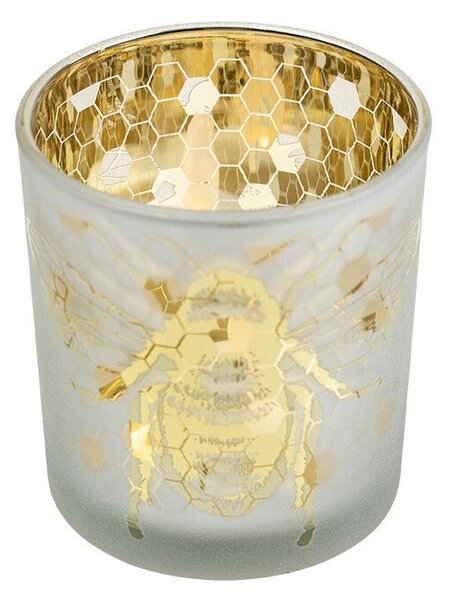 Zlatý sklenený svietnik s včielkou na pláste Hoone vel.S - Ø 7*8cm - Mars & More