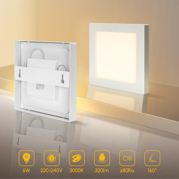 Aigostar - LED Stropné prisadené svietidlo LED/6W/230V 3000K 12,2x12,2 cm biela