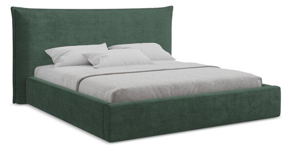 Zelená čalúnená dvojlôžková posteľ s úložným priestorom s roštom 140x200 cm Esala – Makamii