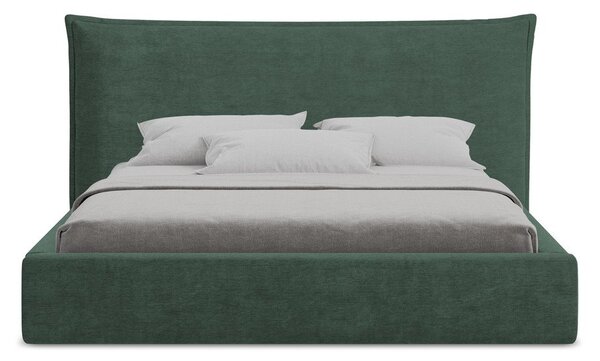 Zelená čalúnená dvojlôžková posteľ s úložným priestorom s roštom 140x200 cm Esala – Makamii