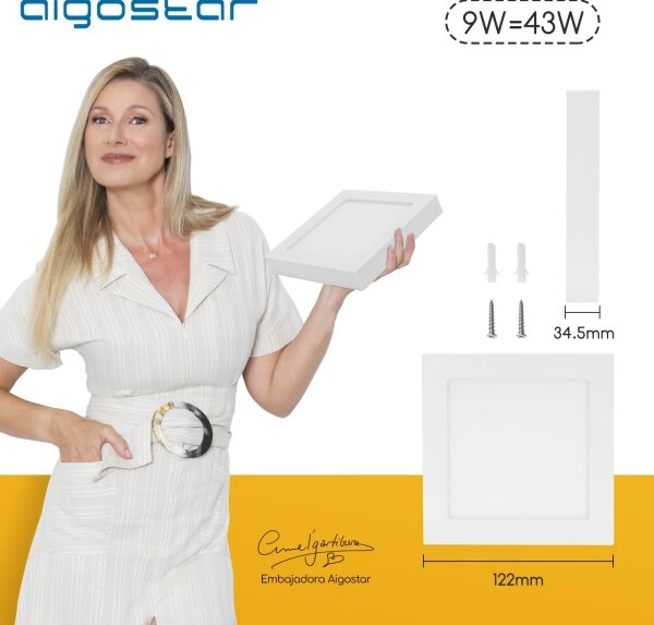 Aigostar - LED stropné prisadené svietidlo LED/9W/230V 6000K 12,2x12,2 cm biela