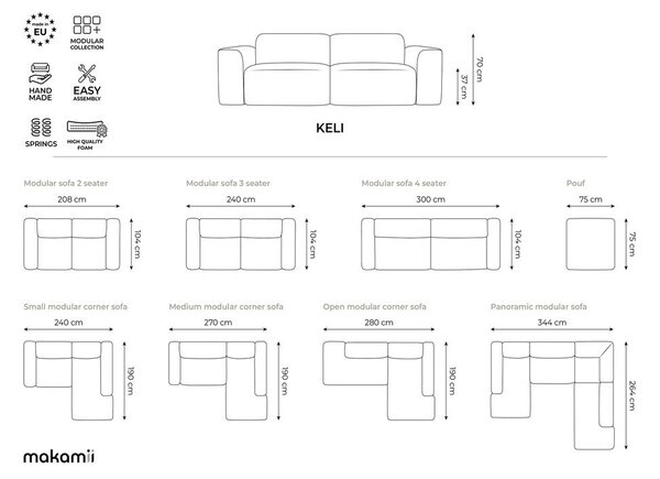 Zelená rohová pohovka (pravý roh/s leňoškou) Keli – Makamii