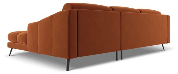 Oranžová zamatová rohová pohovka (pravý roh) Nalu – Makamii
