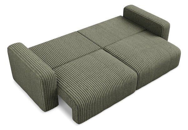 Zelená menčestrová rozkladacia/s úložným priestorom pohovka 252 cm Kona – Makamii