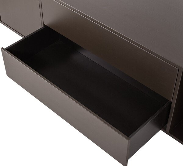 Tmavohnedý TV stolík z borovicového dreva 200x45x44 cm Settle Down – vtwonen