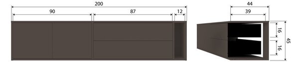 Tmavohnedý TV stolík z borovicového dreva 200x45x44 cm Settle Down – vtwonen