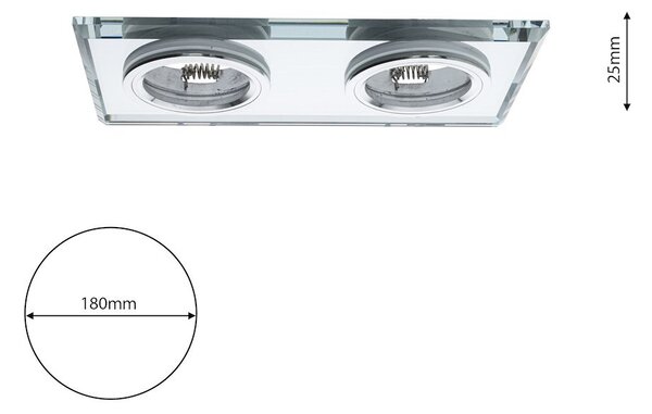 Podhľadové svietidlo Glass Square II, 1x sklenené/strieborné kovové tienidlo, s