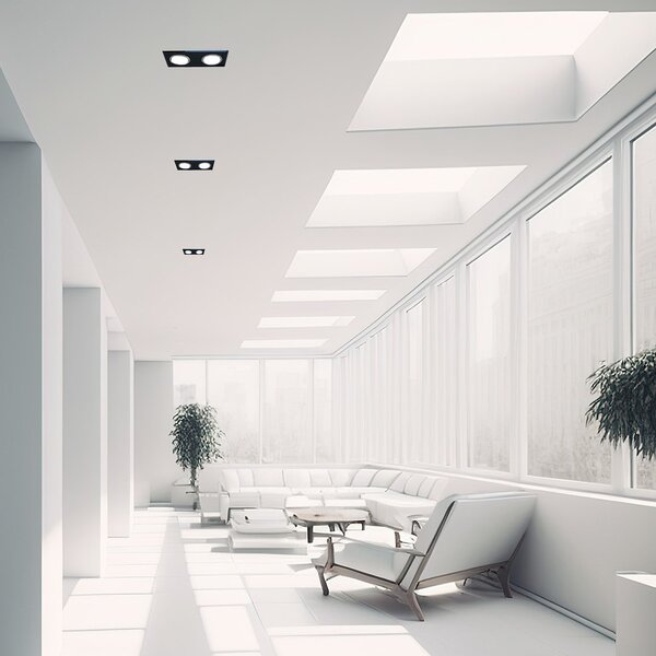 Podhľadové svietidlo Glass Square II, 1x sklenené/čierne kovové tienidlo, b