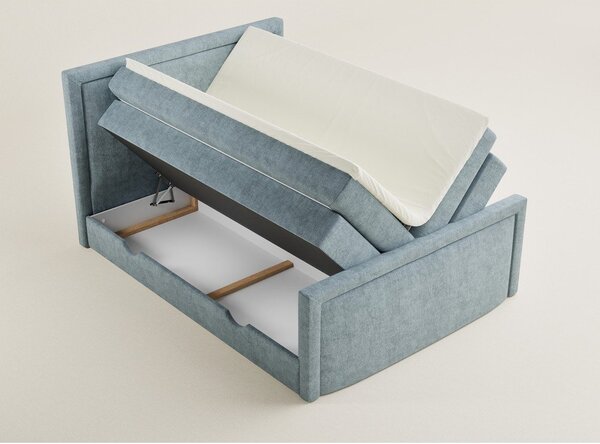 Svetlomodrá boxspring posteľ s úložným priestorom 200x200 cm Fresco – Maison de Rêve