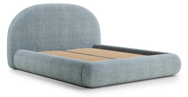 Svetlomodrá čalúnená dvojlôžková posteľ s úložným priestorom s roštom 160x200 cm Maumere – Maison de Rêve