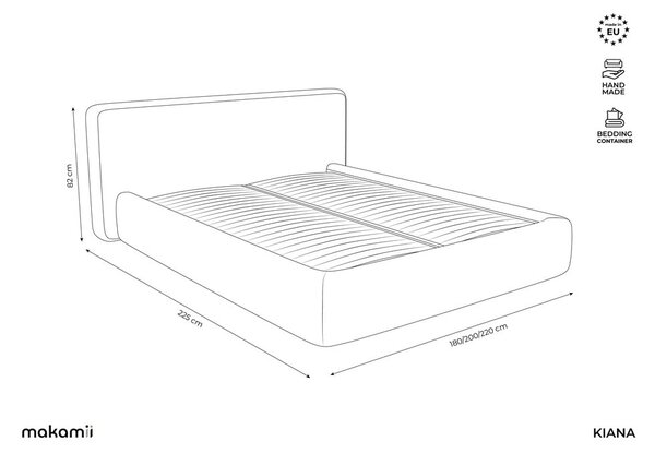Svetlohnedá čalúnená dvojlôžková posteľ s úložným priestorom s roštom 160x200 cm Kiana – Makamii