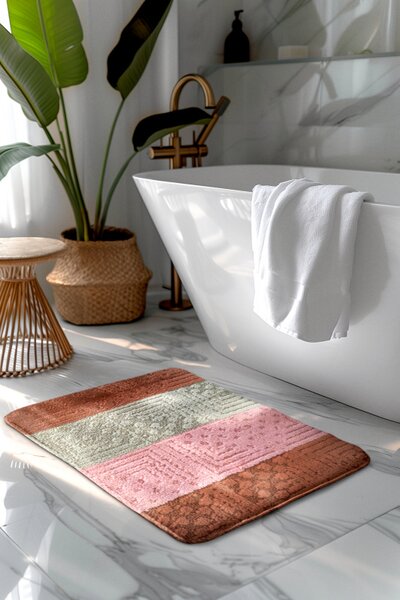 Kúpeľňová predložka oranžová/sivá SLV Comfort, 1 set