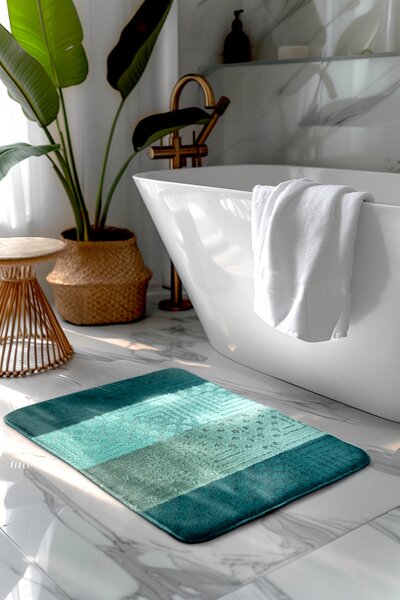 Kúpeľňová predložka akvamarín/zelená SLV Comfort, 1 set