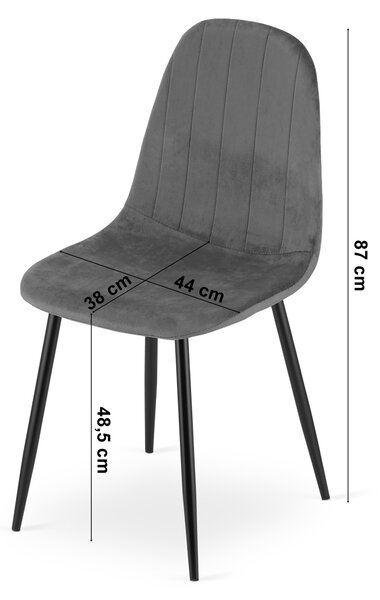 Jedálenská stolička PADVA VELVET s čiernymi nohami, čierna