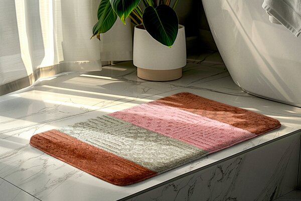 Kúpeľňová predložka oranžová/sivá SLV Comfort, 1 set