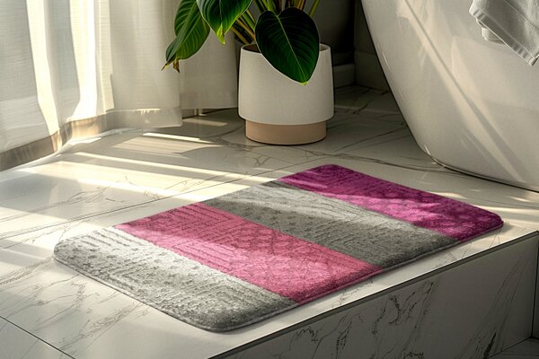 Kúpeľňová predložka sivá/fuchsia SLV Comfort, 1 set