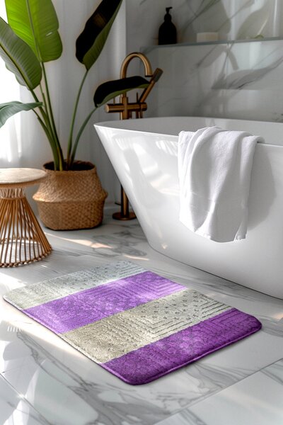 Kúpeľňová predložka béžová/fialová SLV Comfort,2 set