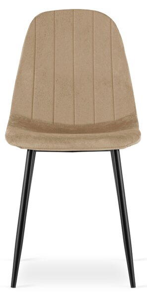 Jedálenská stolička PADVA VELVET s čiernymi nohami, hnedá