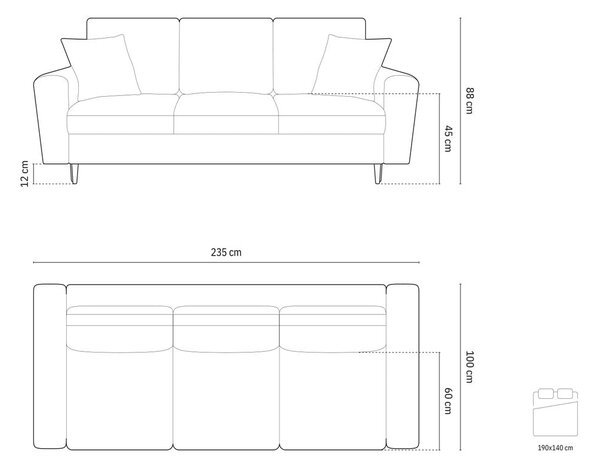 Zelená zamatová rozkladacia/s úložným priestorom pohovka 235 cm Kyoto – Cosmopolitan Design