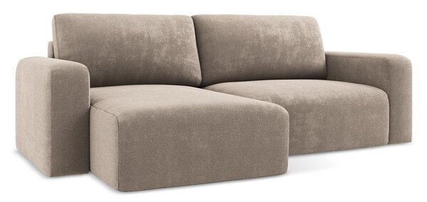 Béžová ženilková rozkladacia/s úložným priestorom rohová pohovka (ľavý roh/s leňoškou) Kona – Makamii