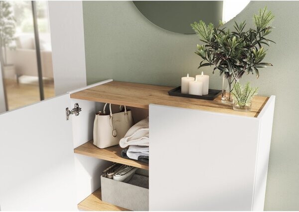 Biela skrinka v dekore duba 74x105x33 cm Alviano – Germania