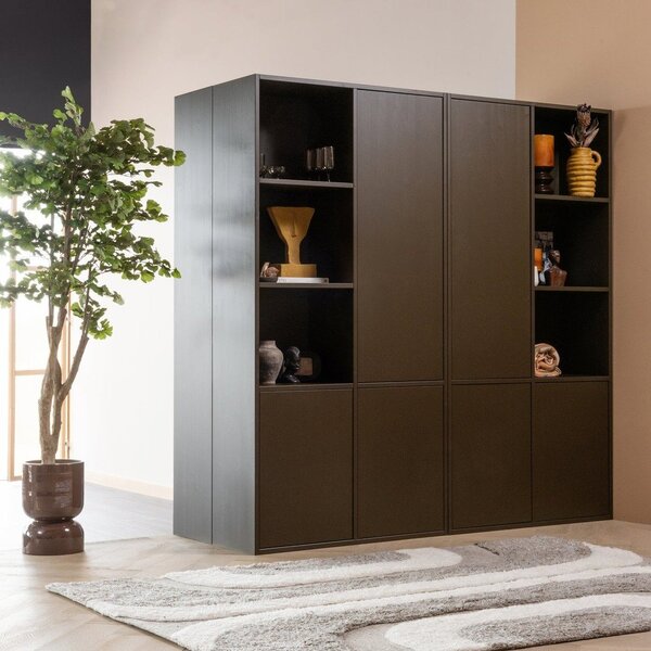 Tmavohnedá modulárna skrinka z borovicového dreva 108x215 cm Meggy – WOOOD