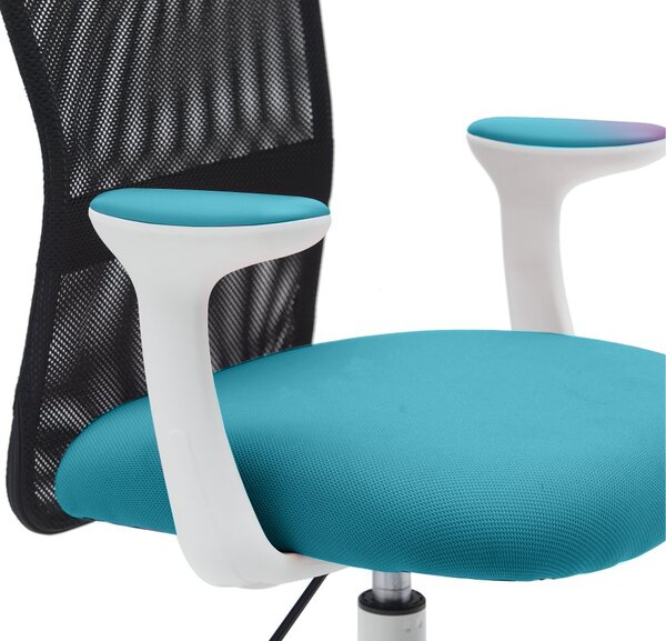 Detská stolička Neoseat MONKEY WHITE s podnožou — látka, biela / tyrkysová