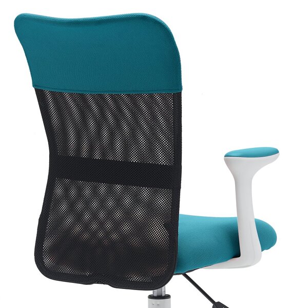 Detská stolička Neoseat MONKEY WHITE s podnožou — látka, biela / tyrkysová