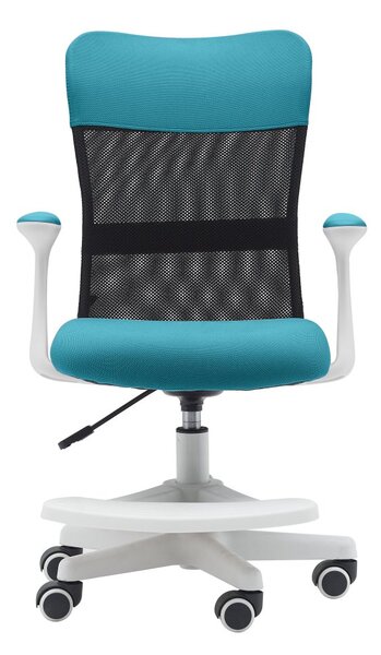 Detská stolička Neoseat MONKEY WHITE s podnožou — látka, biela / tyrkysová