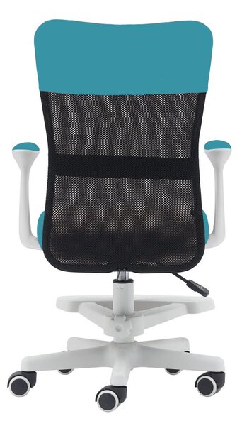 Detská stolička Neoseat MONKEY WHITE s podnožou — látka, biela / tyrkysová