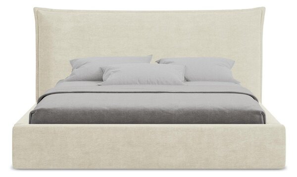 Béžová čalúnená dvojlôžková posteľ s úložným priestorom s roštom 140x200 cm Esala – Makamii