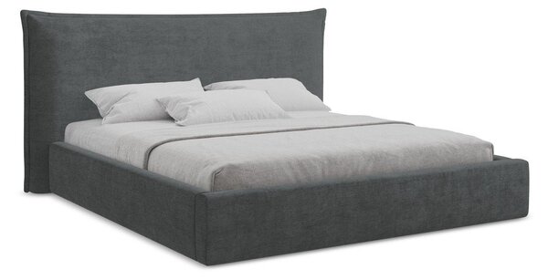 Tmavosivá čalúnená dvojlôžková posteľ s úložným priestorom s roštom 180x200 cm Esala – Makamii