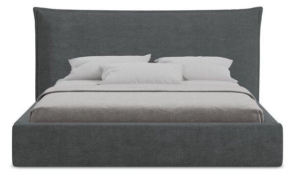 Tmavosivá čalúnená dvojlôžková posteľ s úložným priestorom s roštom 180x200 cm Esala – Makamii