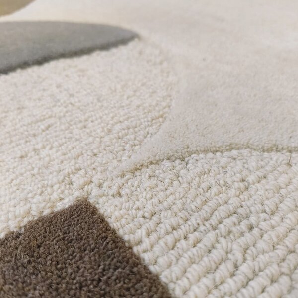 Sivobéžový ručne tkaný vlnený koberec 200x290 cm Mia Scallop Frame – Flair Rugs