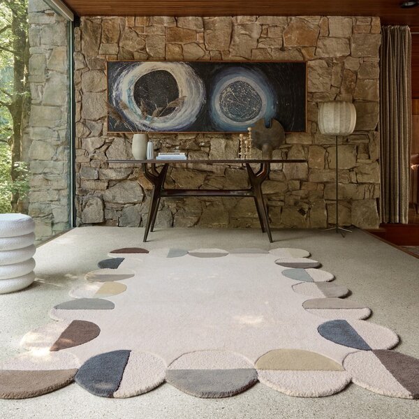 Sivobéžový ručne tkaný vlnený koberec 200x290 cm Mia Scallop Frame – Flair Rugs
