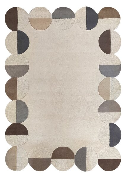Sivobéžový ručne tkaný vlnený koberec 200x290 cm Mia Scallop Frame – Flair Rugs