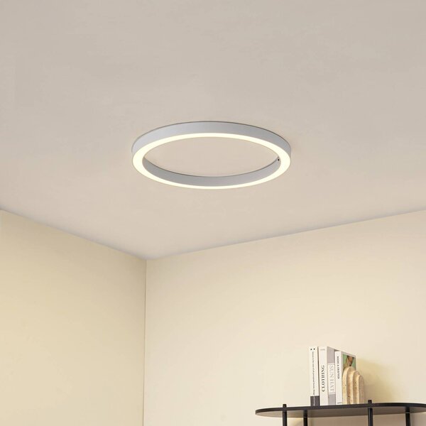 Lucande stropné LED svetlo Neor, biele, Ø 60 cm, stmievateľné, Biela / opálová, Chodba, kov, Moderný, Závesné svietidlo