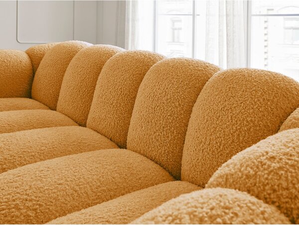 Pohovka z textílie buklé v horčicovej farbe 232 cm Hippolyte – Bobochic Paris