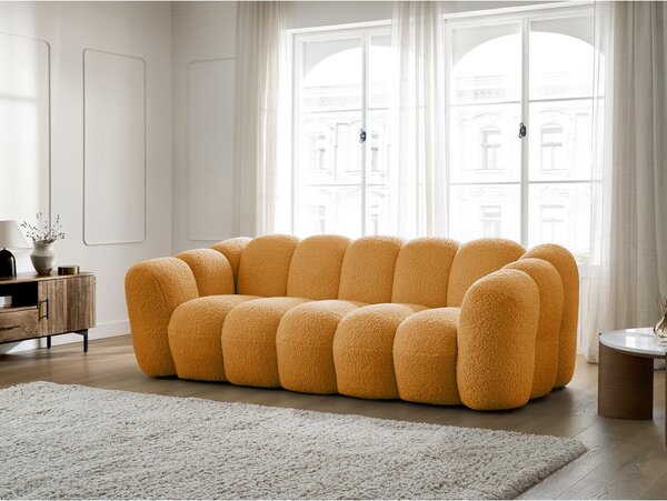 Pohovka z textílie buklé v horčicovej farbe 232 cm Hippolyte – Bobochic Paris