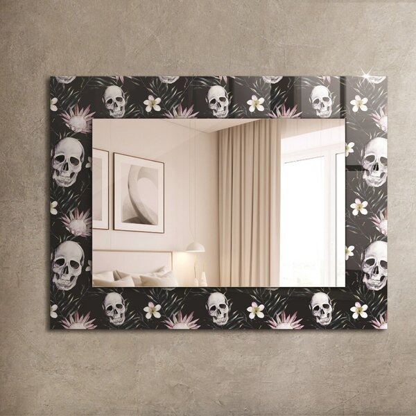 Zrkadlomat.sk Dekoračné zrkadlo Dekoračné zrkadlo Lebky a kvety lpp-00010896